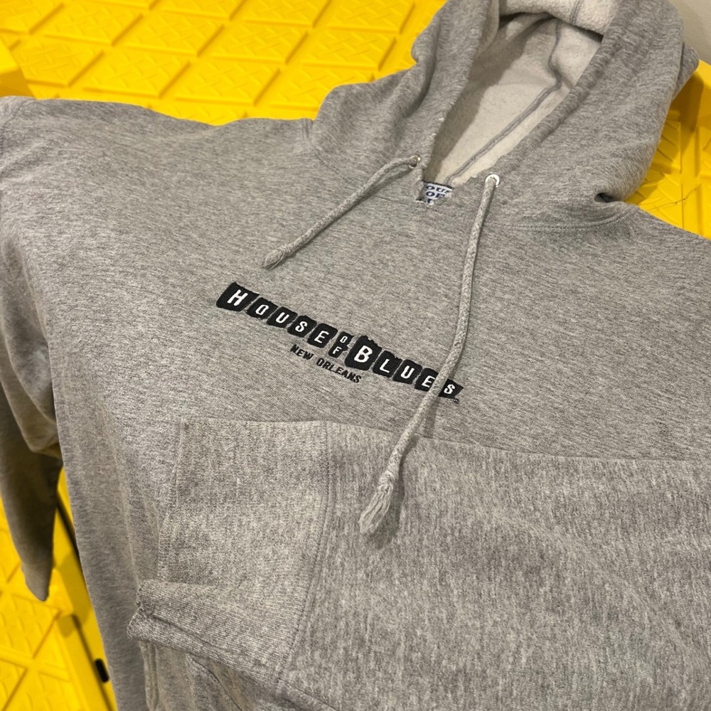 House of Blues Hoodie Mens XL Grey Roots New Orleans Embroidered 90s